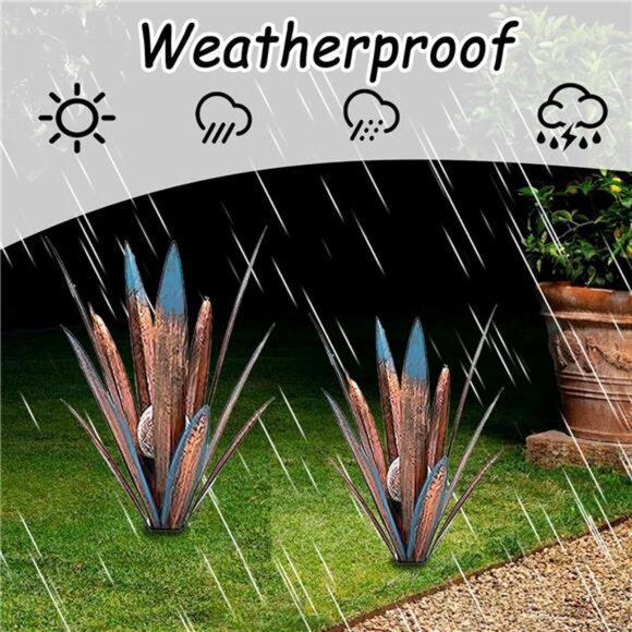 2pcs Tequila Sculpture Metal Agave Plant Home Decor Rustic Hand Painted Figurine - Picture 4 of 7